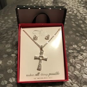 Cross Necklace and Earring Set